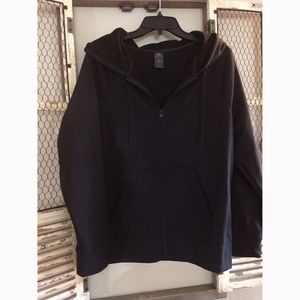 Womens Full Zip Active Wear Hooded Jacket Black L